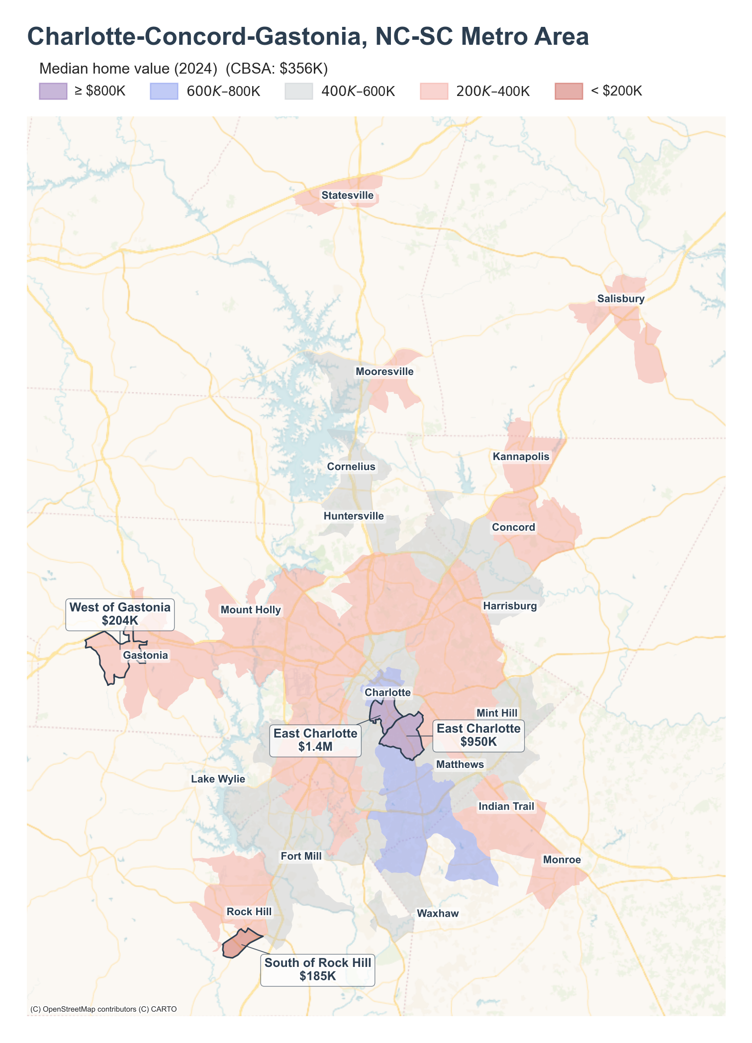 Median home value (2024) by tract cluster