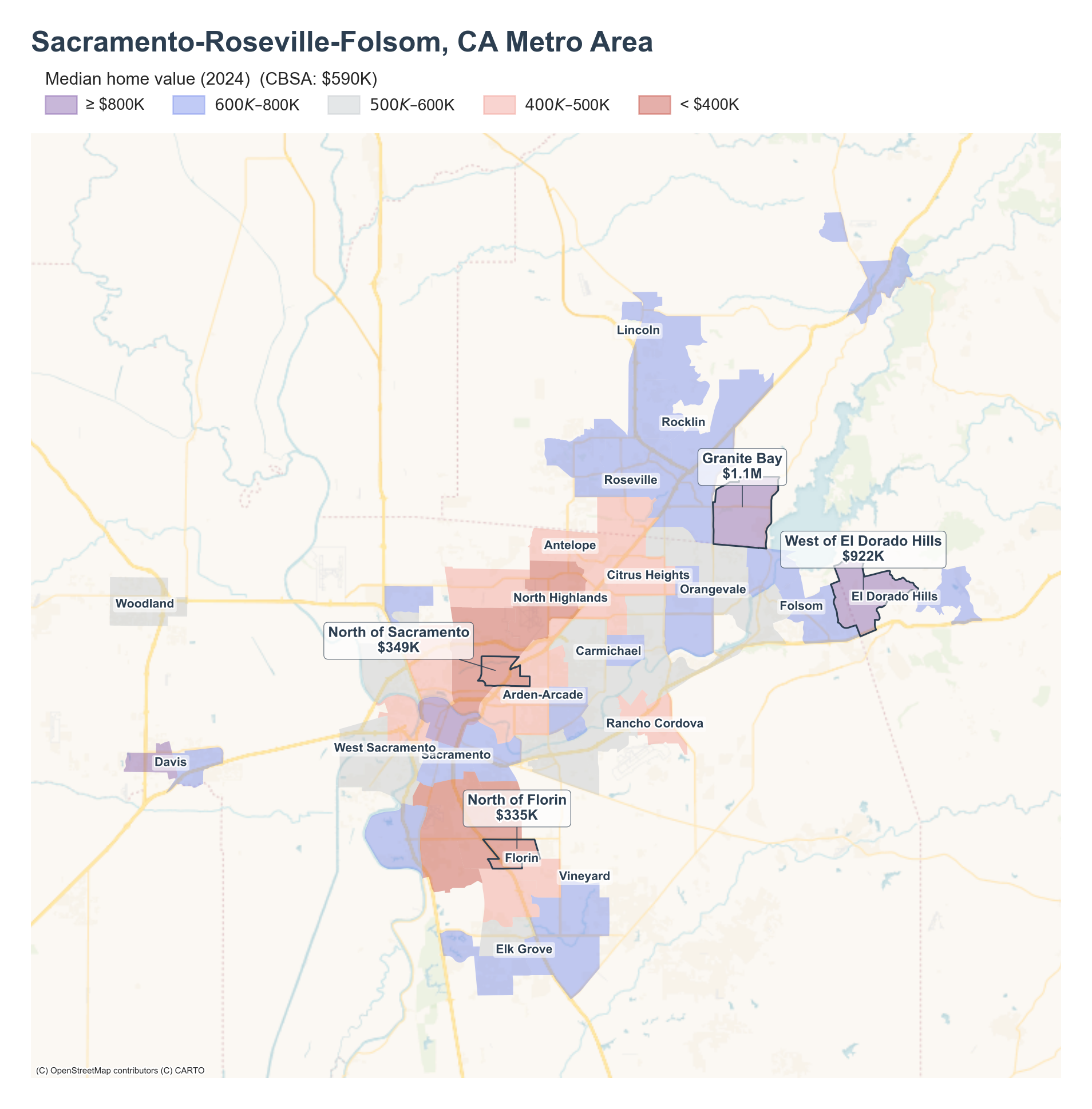 Median home value (2024) by tract cluster